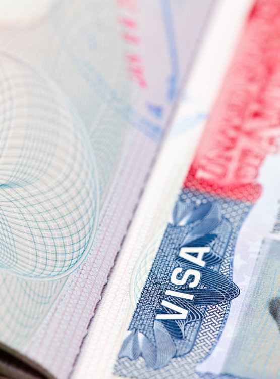 The,Macro,Shot,Of,A,U.s.,Visa,On,Passport,Page close-up of a visa document