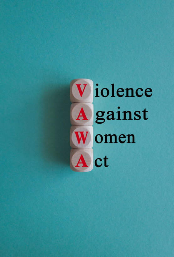 Symbols spelling out the "Violence Against Women Act"